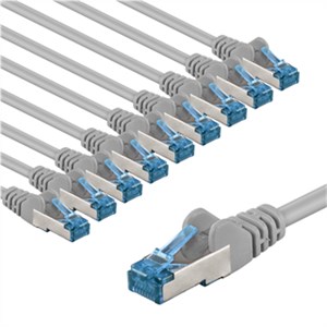CAT 6A kabel krosowy, S/FTP (PiMF), 1 m, szary, zestaw 10