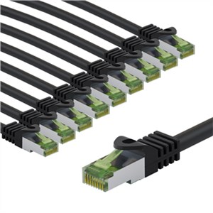 GHMT-certified CAT 8.1 Patch Cord, S/FTP, 5 m, black, Set of 10