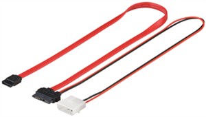 Câble HDD S-ATA SlimLine 1,5 Gbit/s/3 Gbit/s 2in1