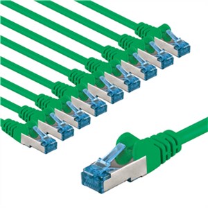 CAT 6A Patch Cable S/FTP (PiMF), 1 m, green, Set of 10