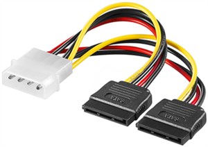 Câble Electrique/Adaptateur Electrique PC Y , Prise Mâle 5,25" vers 2 x SATA 