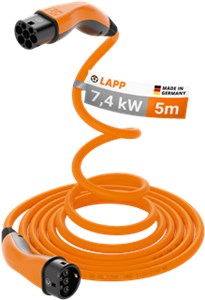 HELIX Komfort-Ladekabel Typ 2, bis zu 7,4 kW, 5 m, orange
