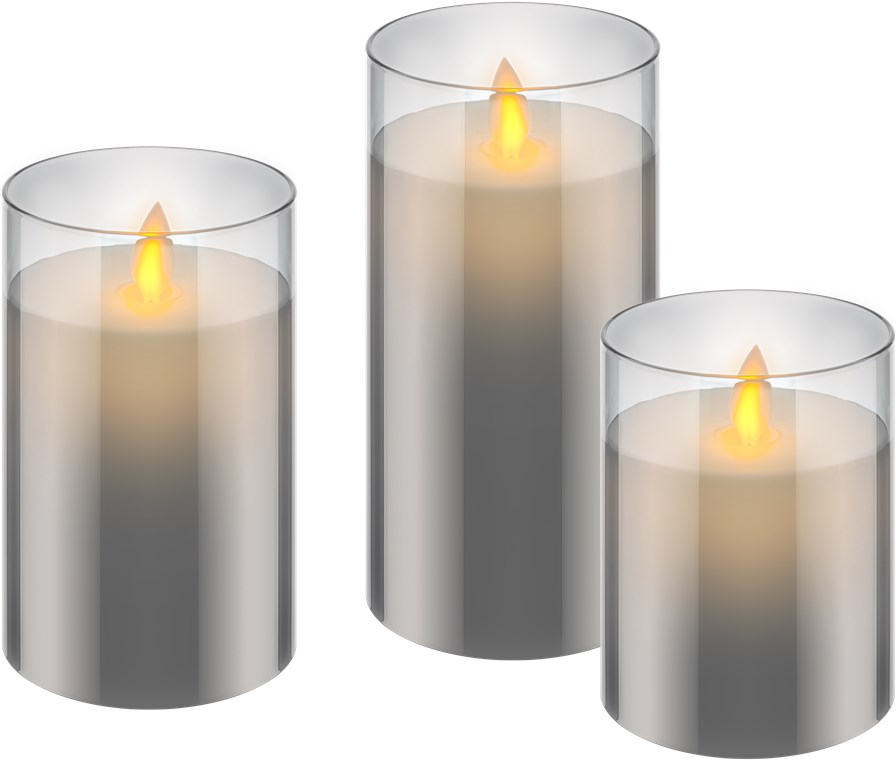 Kvadrant lokalisere bønner Set of 3 LED Real Wax Candles in Glass | Wentronic