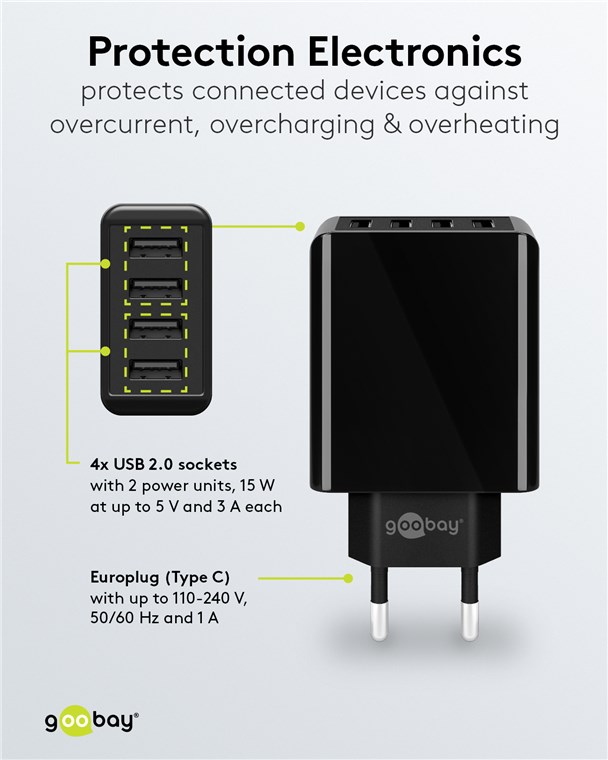 CARGADOR DE 6 ENTRADAS 4-USB/2-USB-C/30W/2V - Tche Loco Eletrônicos