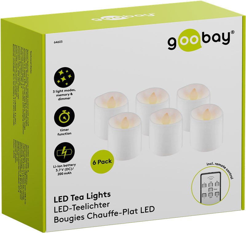 6 bougies chauffe-plat LED avec station, Bougeoirs et bougies à LED