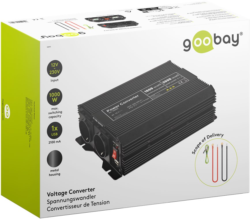 Wechselrichter, GOOBAY, 12V-/230V~,1000W