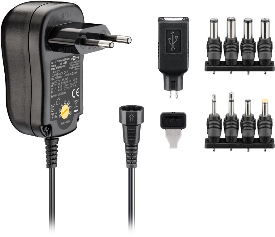 Alimentatore universale (3V-12V max. 12W / 1,0A), Grossista di accessori  elettronici con i marchi più importanti