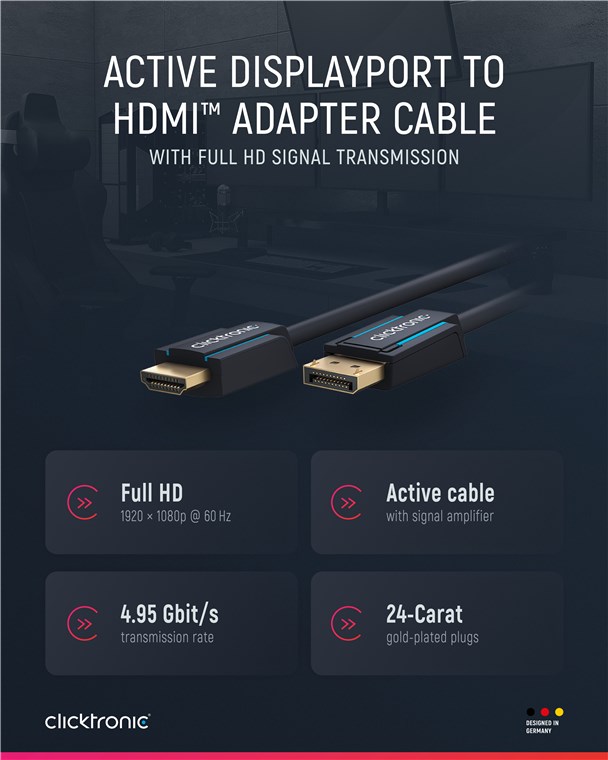 goobay Câble Adaptateur DisplayPort vers HDMI™, - Connecteur