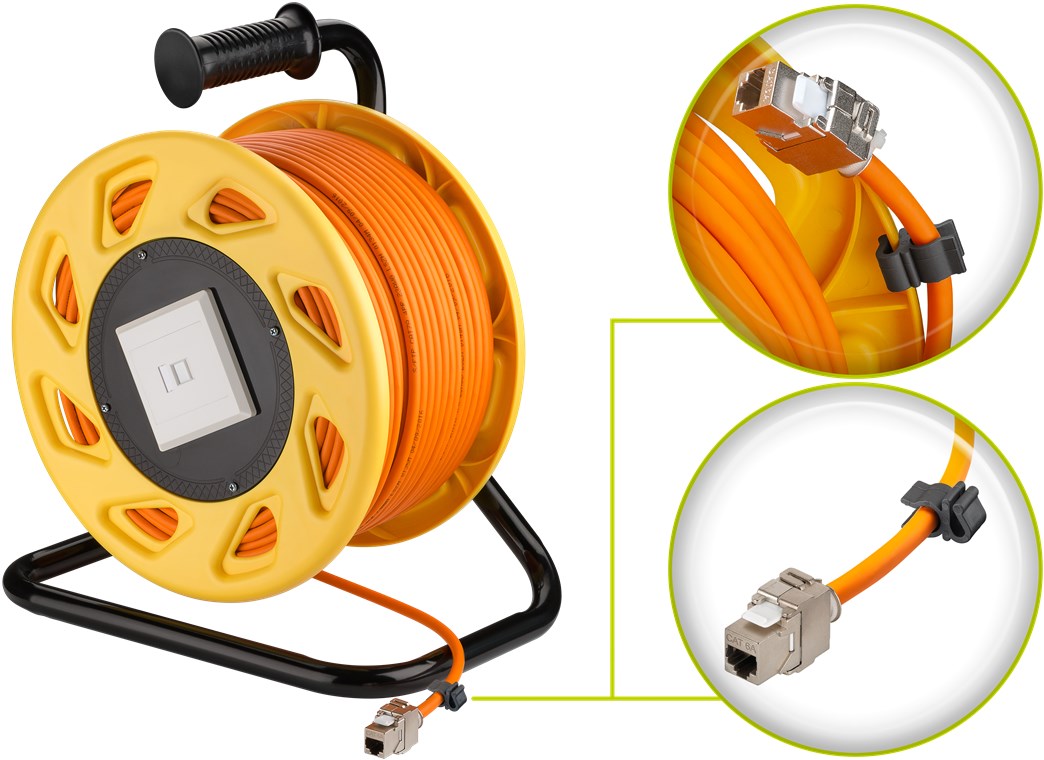 Portable RJ45 Network Cable Reel Extension, orange, Electronic accessories  wholesaler with top brands