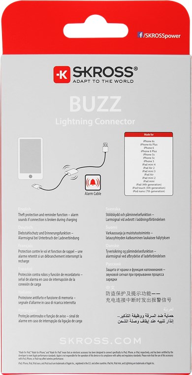 BUZZ Charge'n Sync Alarm Lightning Cable, White | Wentronic