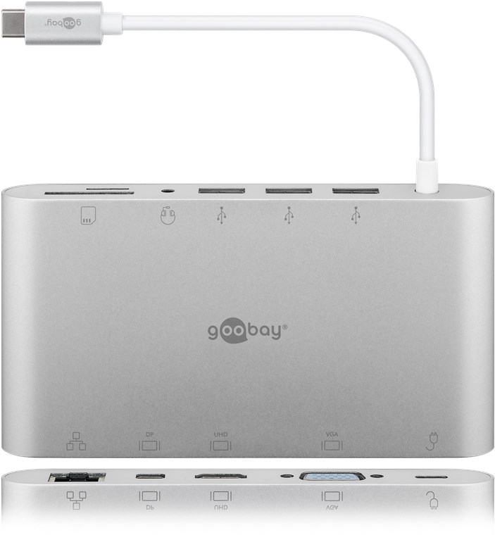 Adaptateur Multiport USB-C Goobay All-in-1 - HDMI, MiniDP, 3 x USB 3.0