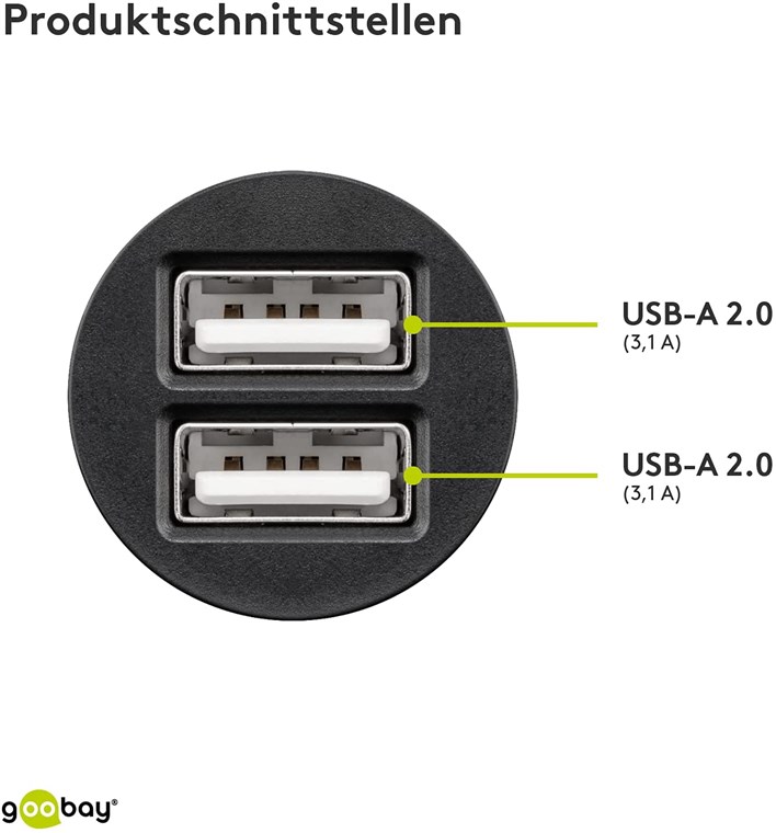 Goobay 58912 Dual Kfz USB Adapter Zigarettenanzünder / Auto