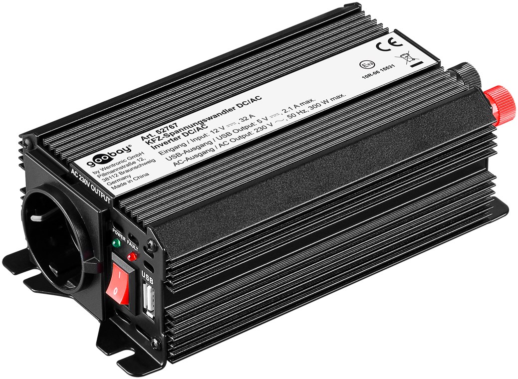 Kfz-Spannungswandler DC/AC (12 V - 230 V/300 W) USB