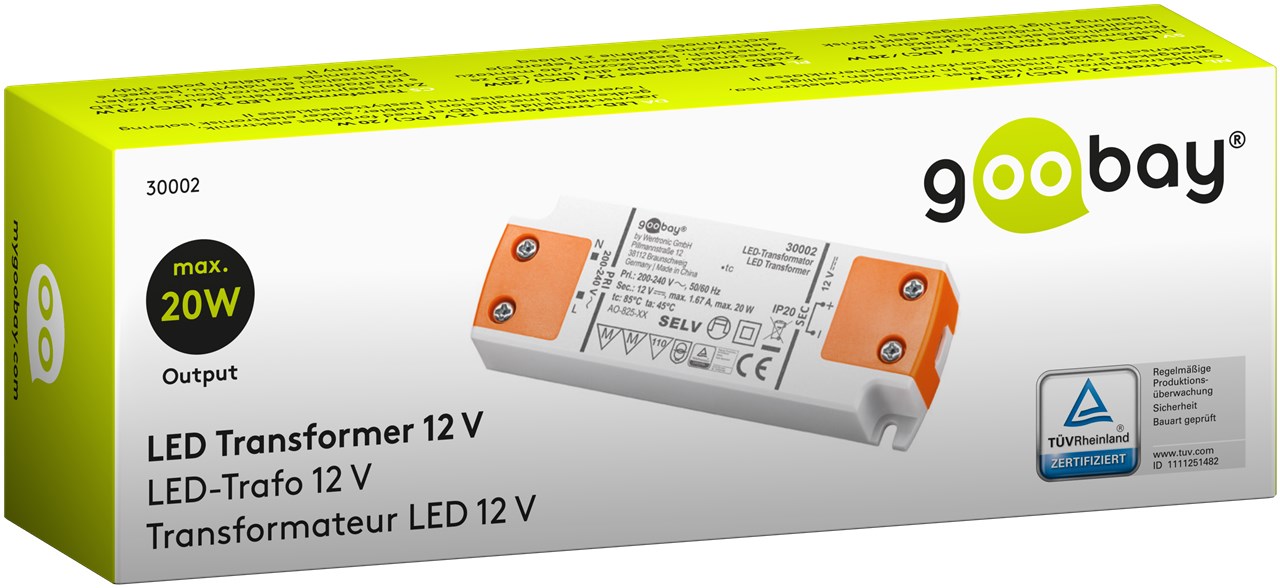 LED-Trafo 12 V/20 W, Elektronik-Zubehör Großhändler mit Top-Marken