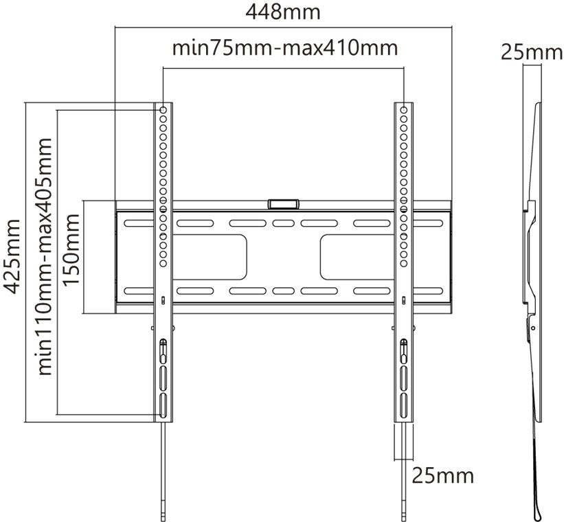 SNI Support Mural Tv fixe LCD-806-1A (23-55) Noir