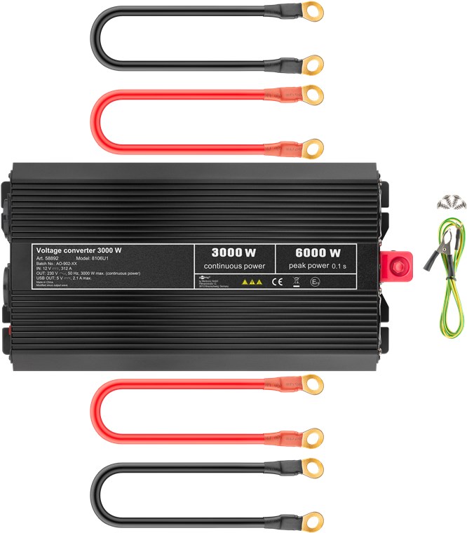 Voltage converter 12V/230V 3000W GC - Sklep BTO - Akumulatorki, Baterie,  Ładowarki