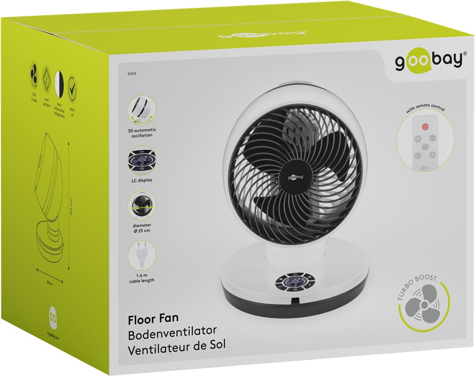 Habitium : Ventilateur de sol Wifi à 3 vitesses avec mode oscillation en  noir Smartfy {PRODUCT_REFERENCE