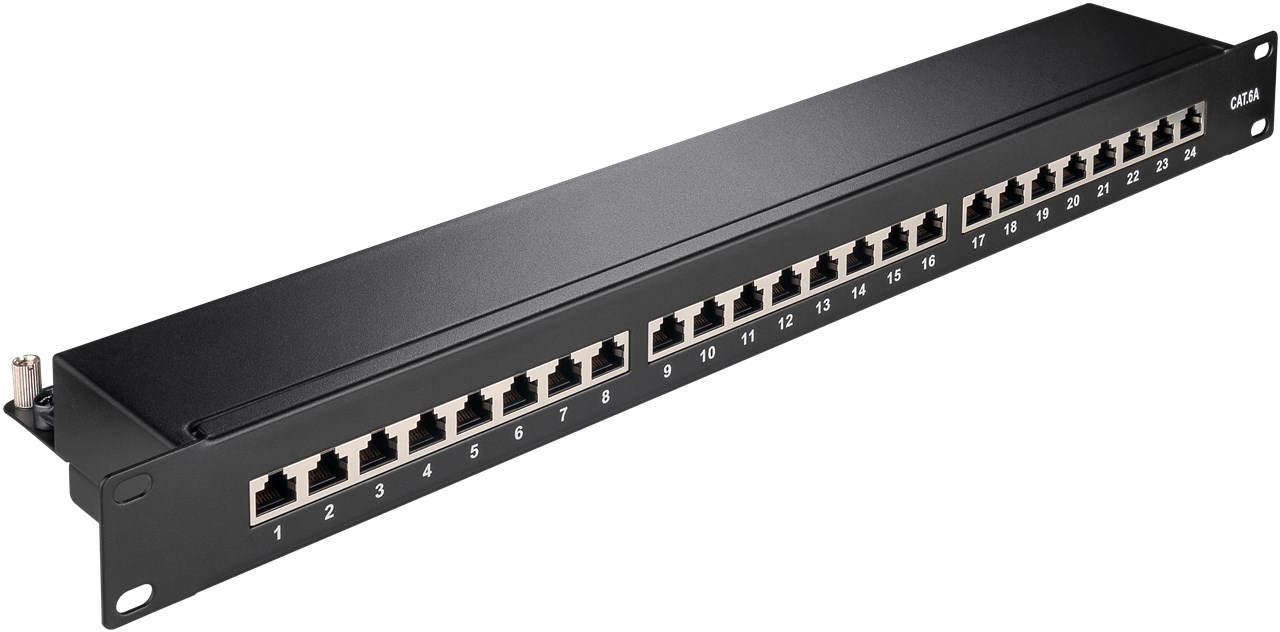 CAT 6a 19-Inch (48.3 cm) Patch Panel, 24-Port (1 U), Electronic  accessories wholesaler with top brands