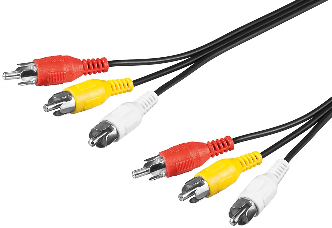 Câble RCA composite vidéo et audio Jaune rouge blanc 1,5m