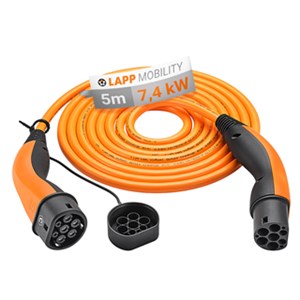 Type 2 HELIX® Charging Cable, up to 7.4 kW, 5 m, orange