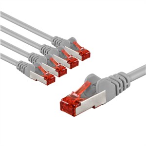 CAT 6 Patchkabel, S/FTP (PiMF), 2 m, grau, 5er-Set