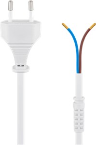 Cable with Euro Plug for Assembly, 1.5 m, White