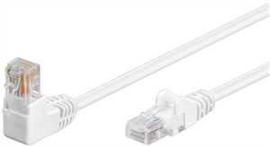 CAT 5e cavo patch 1x 90° angolato U/UTP, bianco, 0,5 m