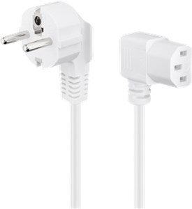 Angled IEC Cord on Both Sides, 3 m, White