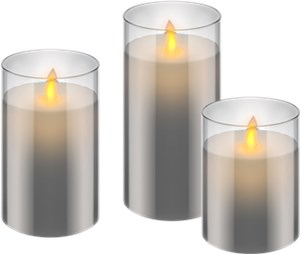 Set of 3 LED Real Wax Candles in Glass Set of 3 LED Real Wax Candles in Glass
