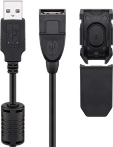 Cavo prolunga USB tipo A 2.0 con clip di sicurezza, nero