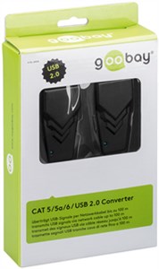 CAT 5/5a/6 / USB 2.0 Konverter, Schwarz