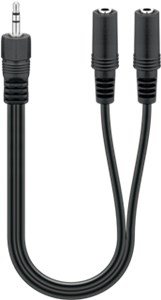 3,5 mm Audio-Y-Kabel-Adapter, 1x Stecker auf 2x Buchse Stereo