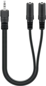 Adapter przewodu audio 3,5 mm Y, 1x męski do 2x żeński stereo