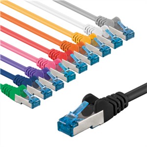 CAT 6A Patchkabel, S/FTP (PiMF), 1 m, Set in 10 Farben