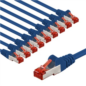 CAT 6 Patchkabel, S/FTP (PiMF), 5 m, blau, 10er-Set