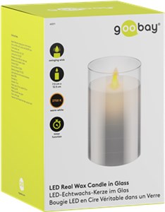 LED-Echtwachs-Kerze im Glas, 7,5 x 12,5 cm