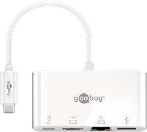 USB-C™ Multiport-Adapter mit HDMI™ und Ethernet, PD, weiß