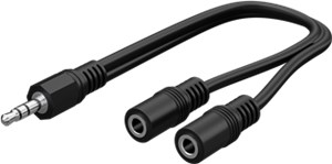 Adaptateur de câble audio en Y 3,5 mm, 1x mâle vers 2x femelles stéréo