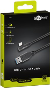USB-C™ auf USB A 3.0 Kabel 90°, schwarz
