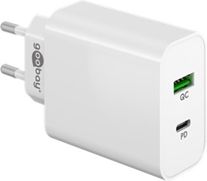 Doppio caricatore rapido USB PD/QC (45 W) bianco
