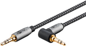 Cavo di collegamento audio AUX, 3,5 mm stereo, 90°, 5 m, Sharkskin Grey Cavo di collegamento audio AUX, 3,5 mm stereo, 90°, 5 m, Sharkskin Grey