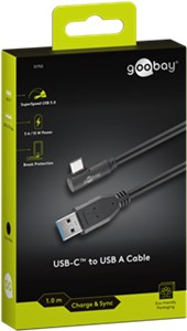 USB-C™ auf USB A 3.0 Kabel 90°, schwarz
