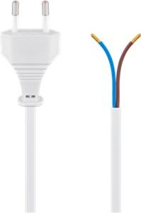 Cable with Euro plug for assembly, 1.5 m, white