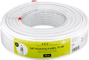 75 dB coaxial antenna cable, 2x shielded, 50 m white