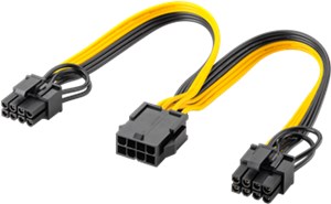 Power Supply Cable 8-Pin Female to Dual 6+2 Male for PCIe