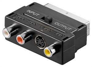 SCART to Composite Audio/Video and S-Video Adapter, IN/OUT