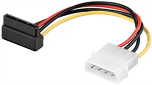 PC Power Cable/Adapter, 5.25 Inch Male to SATA 90°