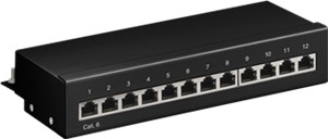 CAT 6 Panneau de Brassage Mini/Bureau, 12 Ports (1 U)