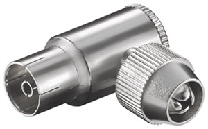 Coaxial angled socket with screw fixing