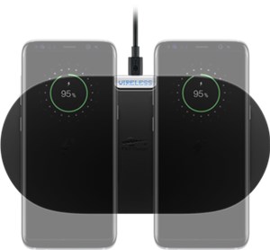 Kabelloses Dual-Schnellladegerät 10 W, Schwarz Kabelloses Dual-Schnellladegerät 10 W, Schwarz